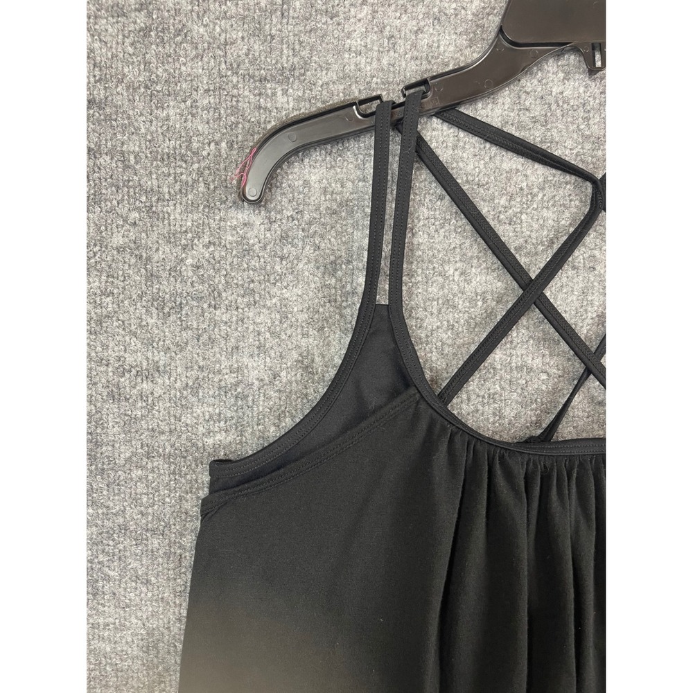 Torrid Active Tank Top Womens 2 Black Excellent Strappy Lattice Back Pleated - Picture 3 of 8